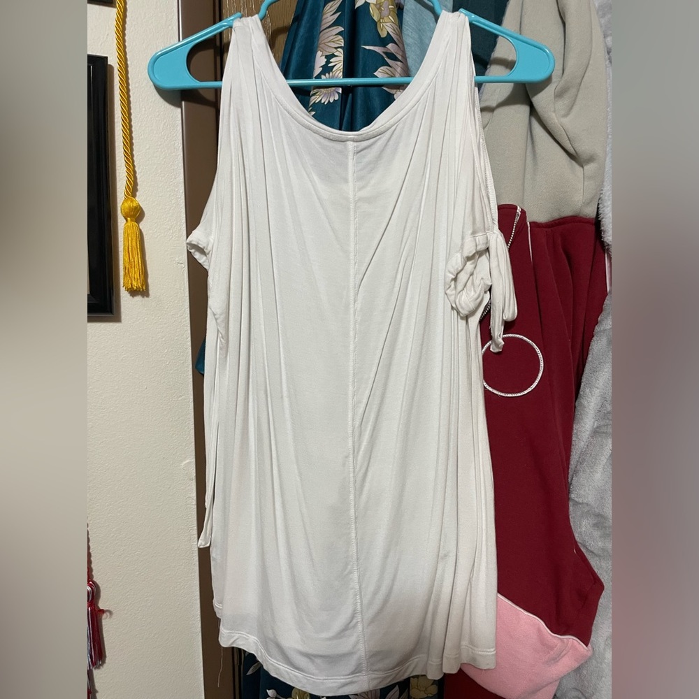 Flouncy White Off Shoulder Light and Soft Tank